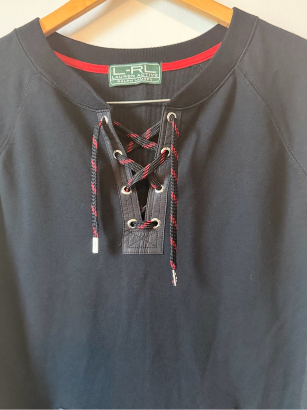 Ralph Lauren Black Sweatshirt Dress with Red Trim - Picture 3 of 7